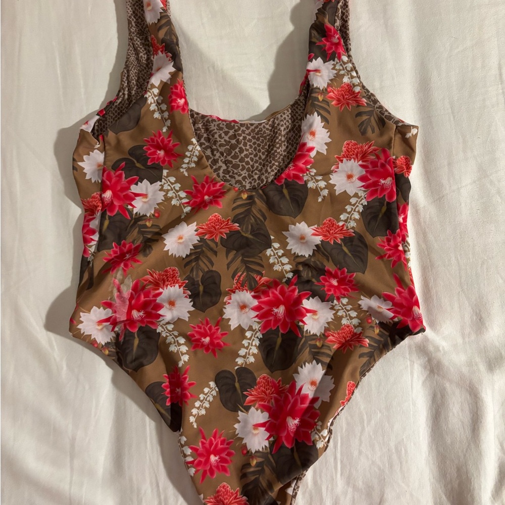 Acacia Swimwear One Piece - Red And Brown Floral - image 2